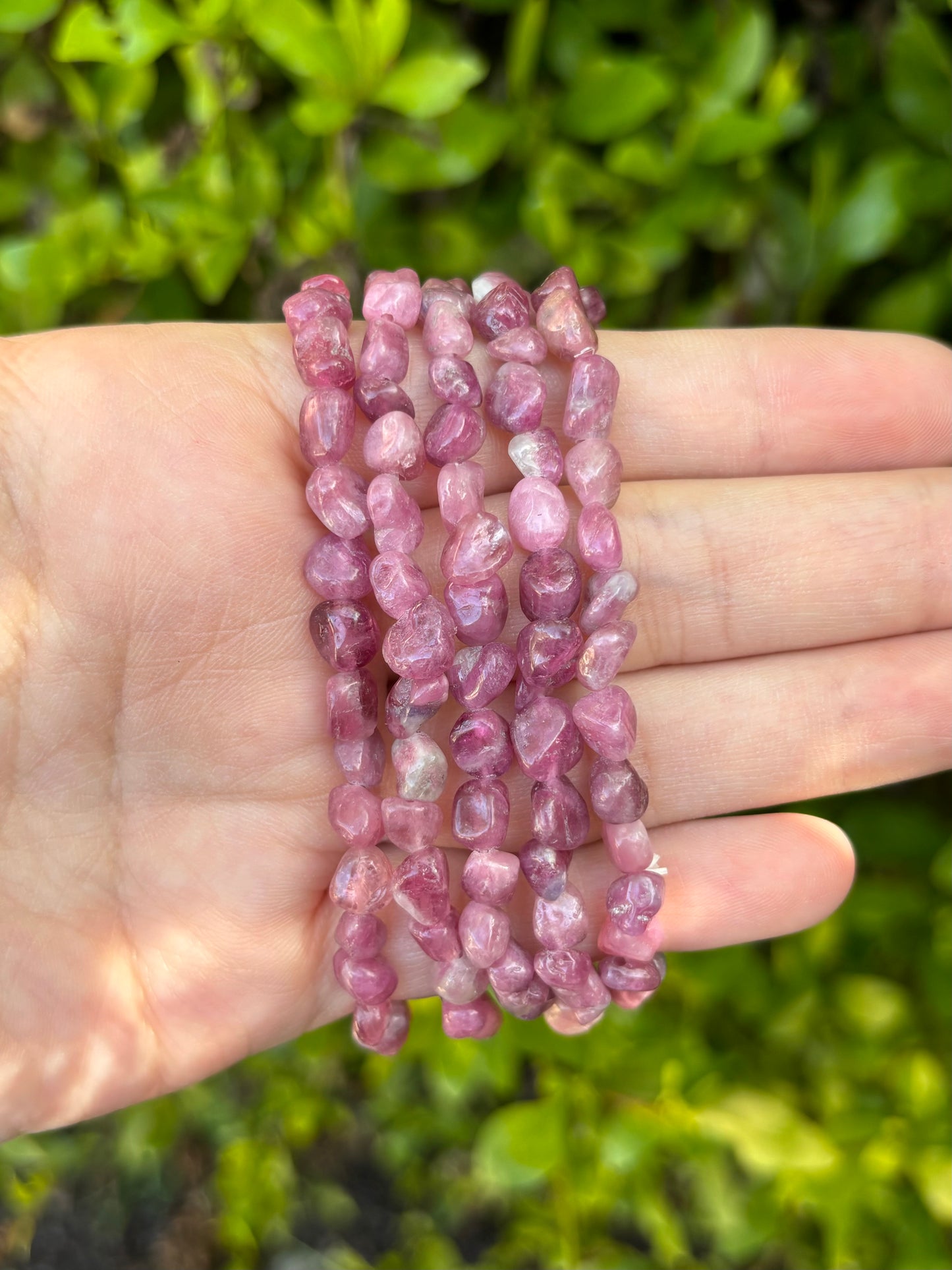 Pink Tourmaline chip bracelets