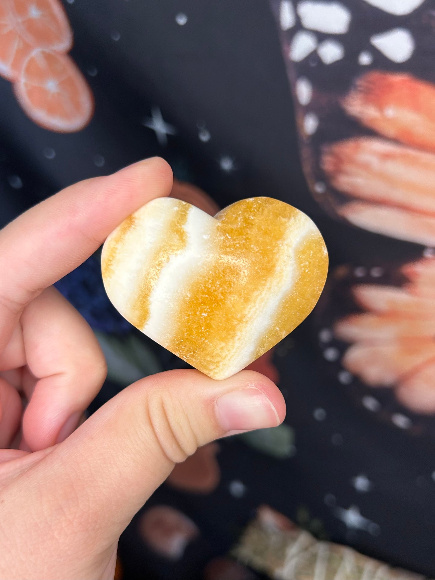 Orange banded onyx hearts