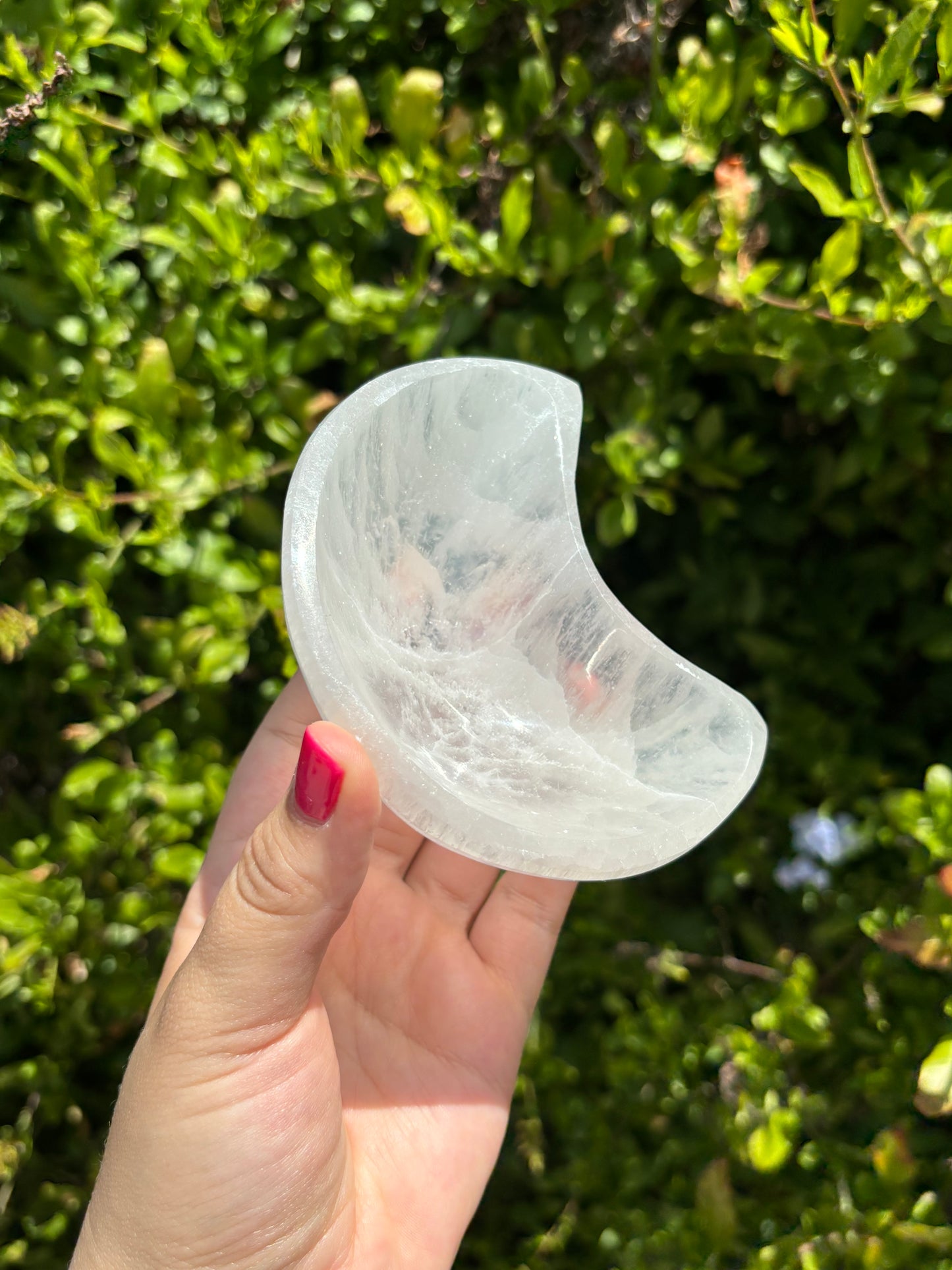 Selenite moon bowl