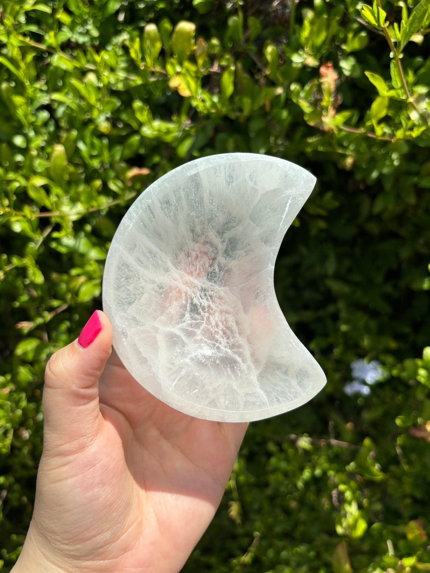 Selenite moon bowl