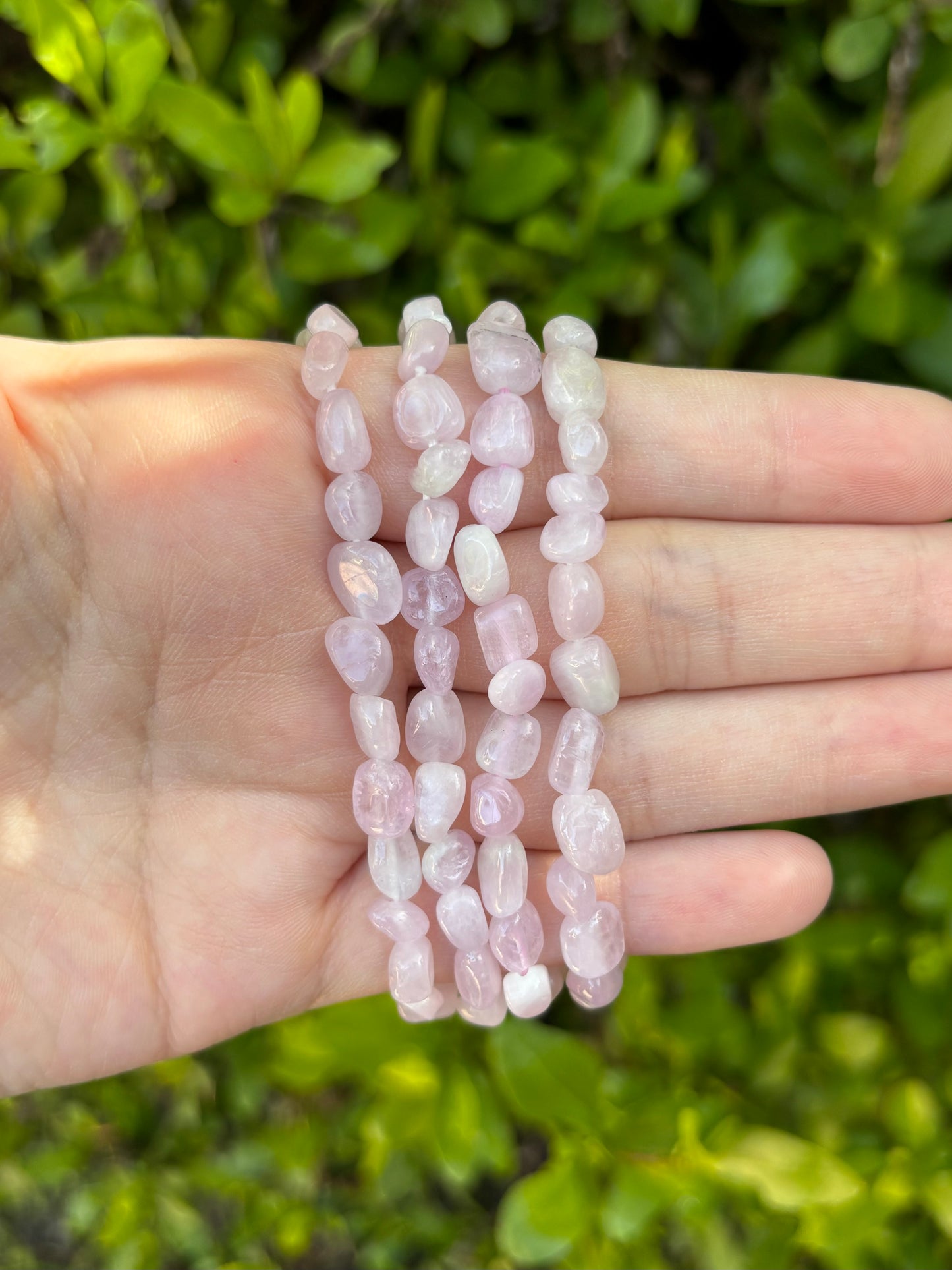 Kunzite chip bracelets